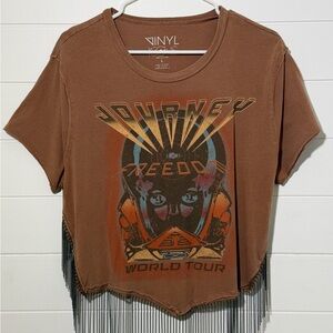 Vinyl Icon Brown Graphic Fringe Tee